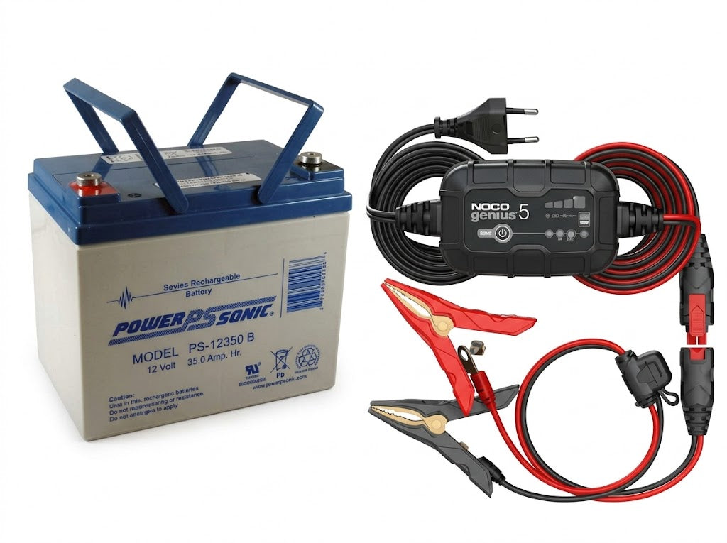 Bat-Caddy 12V 35Ah AGM Replacement Battery + 5A Smart Charger