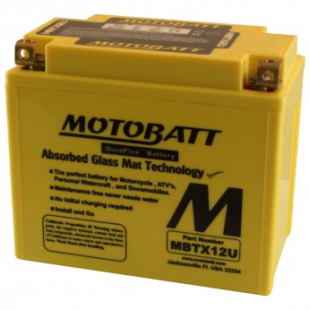 MBTX12U MOTOBATT PowerSport Battery ($10 Core Charge)